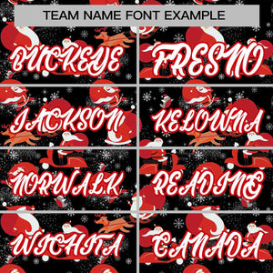 Custom Black White-Red Christmas Graffiti Pattern Authentic Baseball Jersey