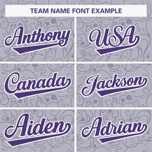 Custom Gray Purple Line Art Graffiti Pattern Design Authentic Baseball Jersey