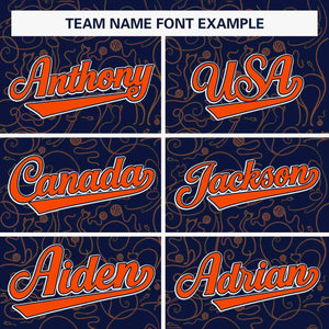 Custom Navy Orange Line Art Graffiti Pattern Design Authentic Baseball Jersey