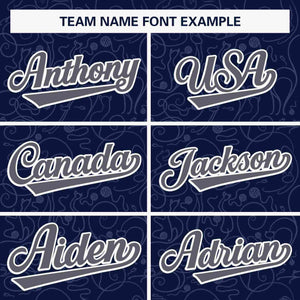 Custom Navy Gray Line Art Graffiti Pattern Design Authentic Baseball Jersey