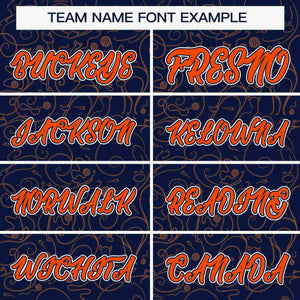 Custom Navy Orange Line Art Graffiti Pattern Design Authentic Baseball Jersey