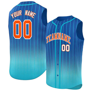 Custom Royal Sky Blue Gradient stripe Fashion Authentic Sleeveless Baseball Jersey