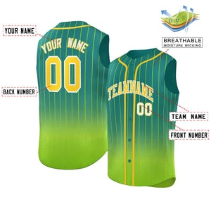 Custom Kelly Green Neon Green Gradient stripe Fashion Authentic Sleeveless Baseball Jersey