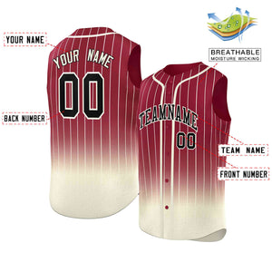 Custom Crimson Cream Gradient stripe Fashion Authentic Sleeveless Baseball Jersey