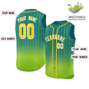 Custom Kelly Green Neon Green Gradient stripe Fashion Authentic Sleeveless Baseball Jersey