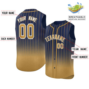 Custom Royal Old Gold Gradient stripe Fashion Authentic Sleeveless Baseball Jersey