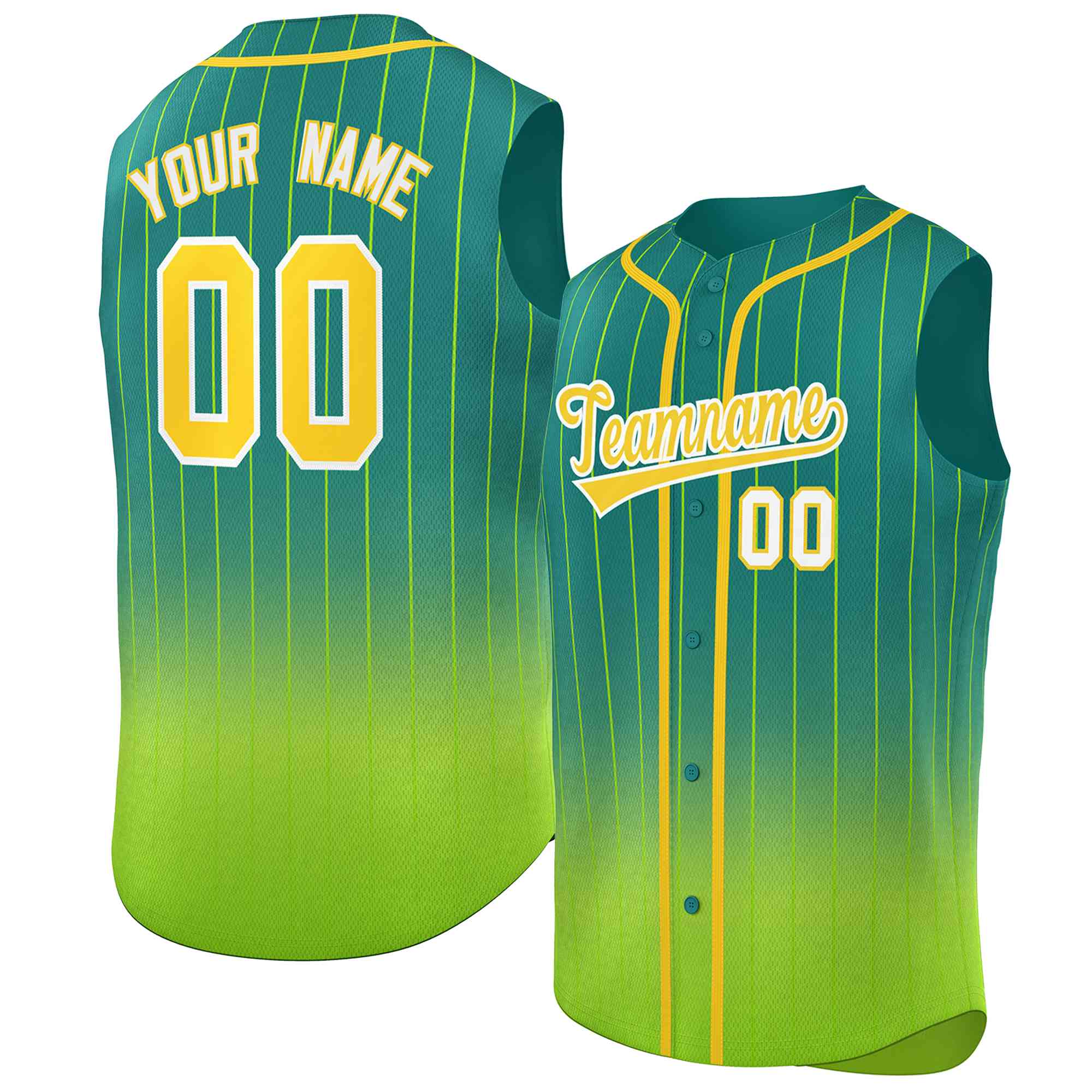 Maillot de Baseball sans manches, personnalisé, vert néon, vert fluo, à la mode, authentique, à la mode