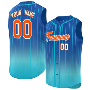 Custom Royal Sky Blue Gradient stripe Fashion Authentic Sleeveless Baseball Jersey