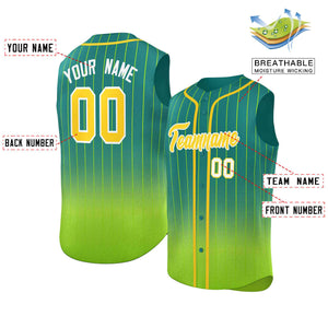 Custom Kelly Green Neon Green Gradient stripe Fashion Authentic Sleeveless Baseball Jersey