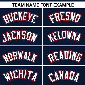 Custom Navy Red Thick Stripe Fashion Design Authentic Baseball Jersey