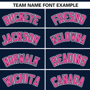 Custom Navy Pink Thick Stripe Fashion Design Authentic Baseball Jersey