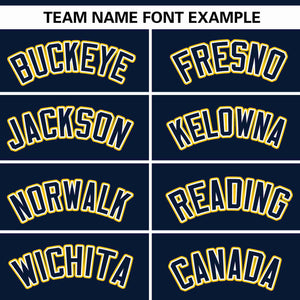 Custom Navy Gold Thick Stripe Fashion Design Authentic Baseball Jersey