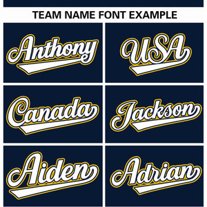 Custom Navy Gold Thick Stripe Fashion Design Authentic Baseball Jersey