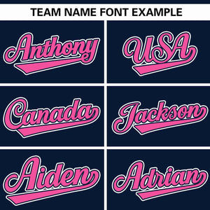 Custom Navy Pink Thick Stripe Fashion Design Authentic Baseball Jersey