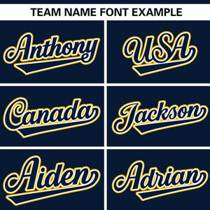 Custom Navy Gold Thick Stripe Fashion Design Authentic Baseball Jersey