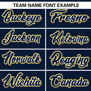 Custom Navy Gold Thick Stripe Fashion Design Authentic Baseball Jersey