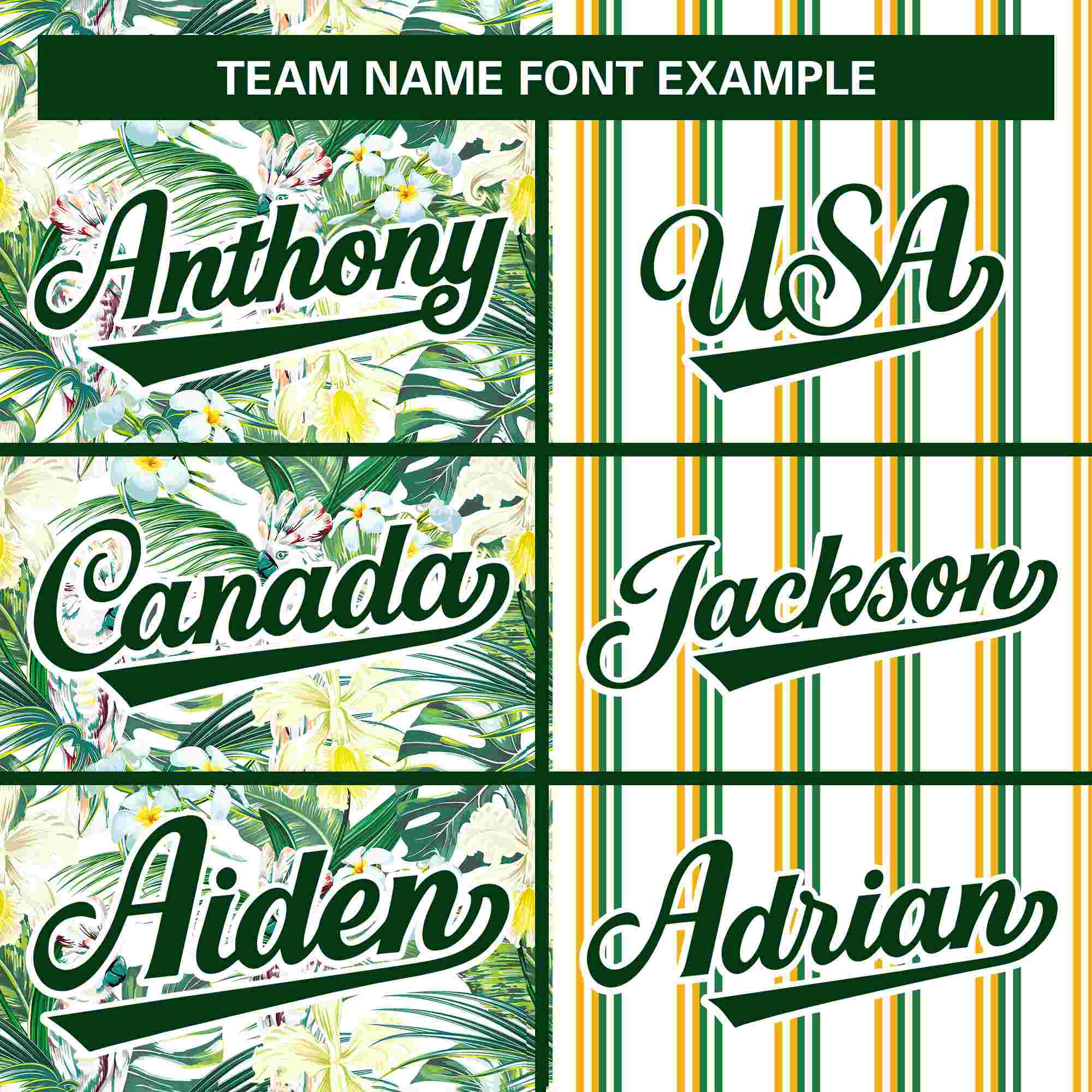 Custom White Green Hawaii Tropical Flower Stripe Fashion Baseball Jersey