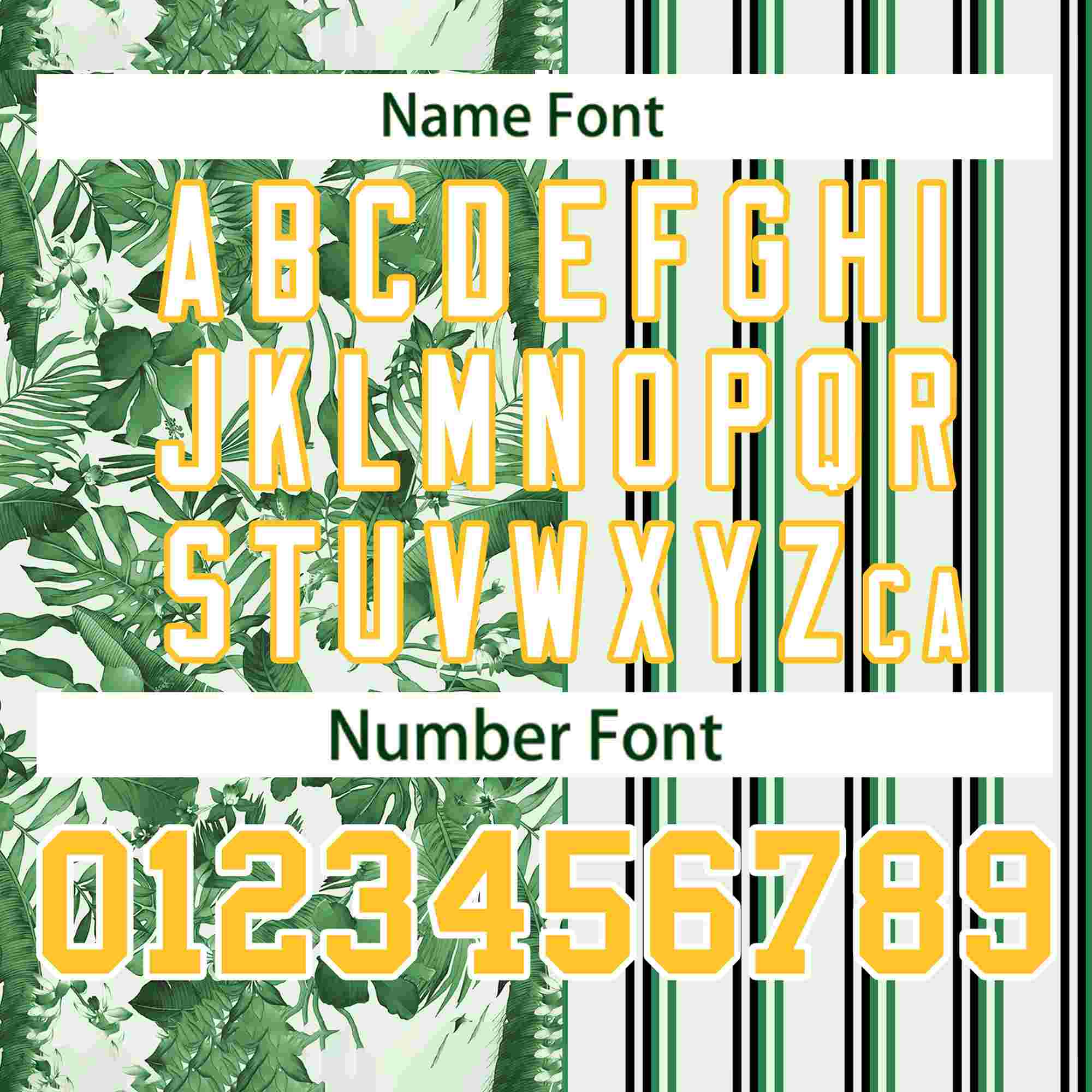 Custom Green Gold Hawaii Tropical Flower Stripe Fashion Baseball Jersey