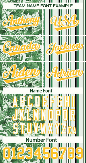 Custom Green Gold Hawaii Tropical Flower Stripe Fashion Baseball Jersey