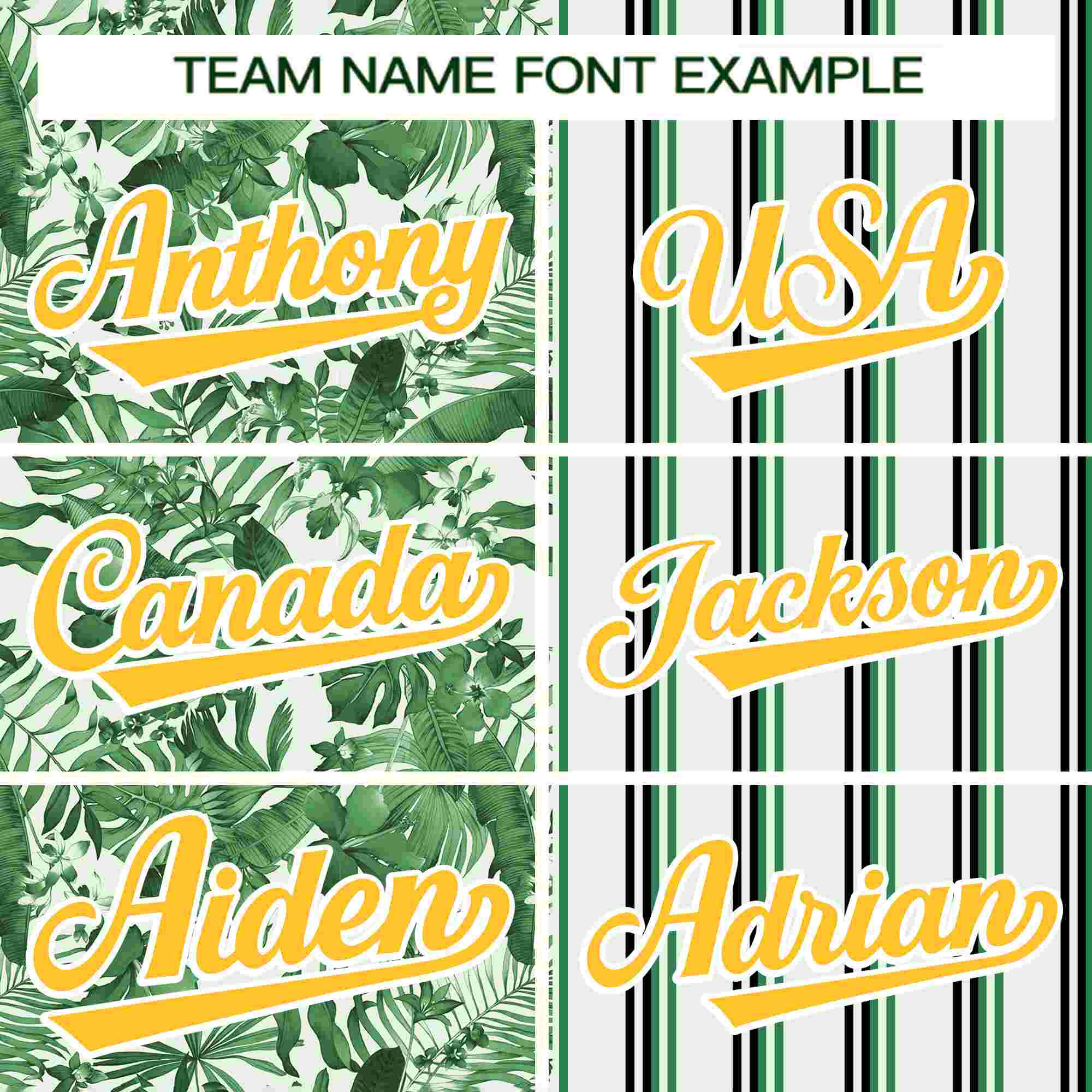 Custom Green Gold Hawaii Tropical Flower Stripe Fashion Baseball Jersey