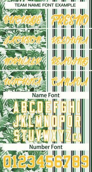 Custom Green Gold Hawaii Tropical Flower Stripe Fashion Baseball Jersey