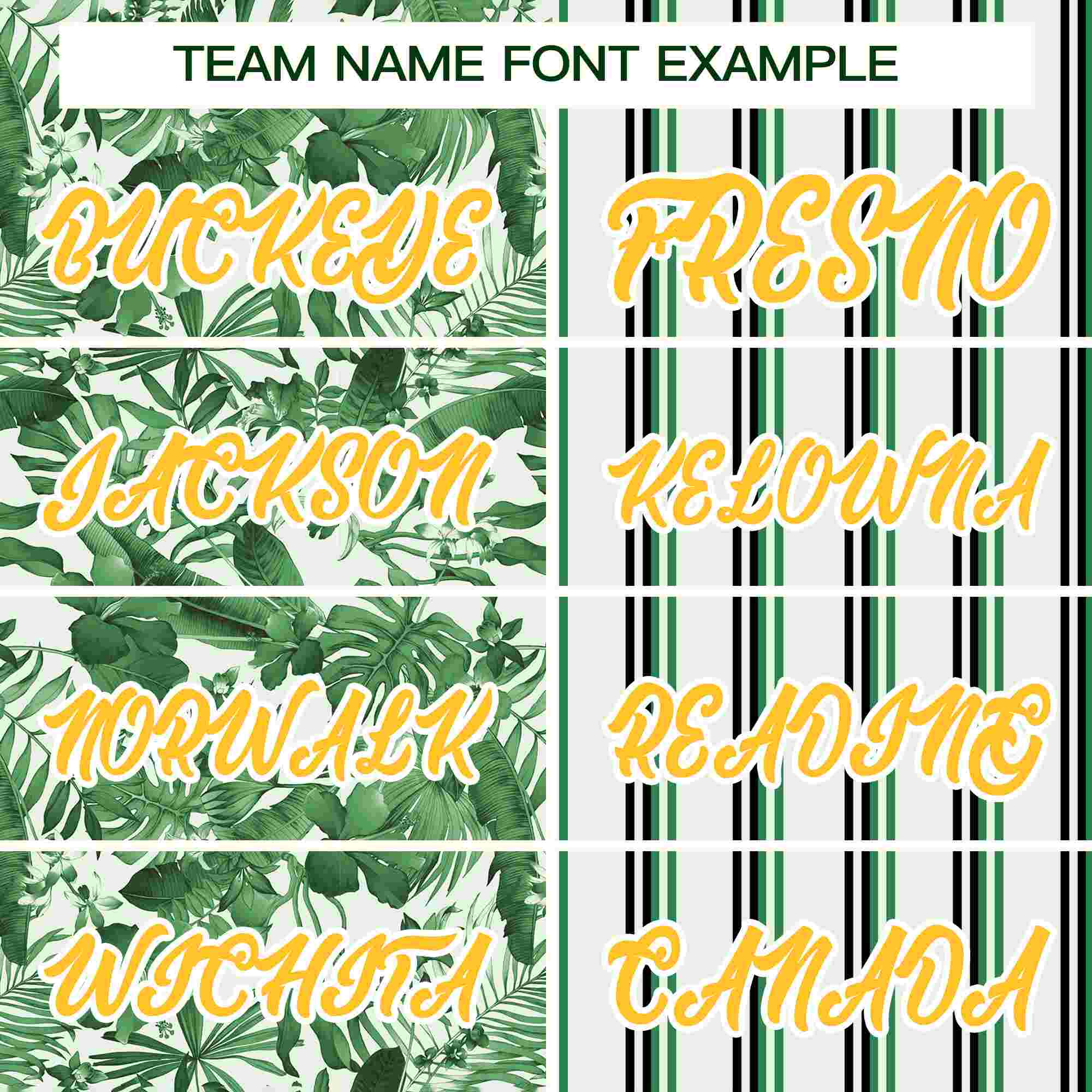 Custom Green Gold Hawaii Tropical Flower Stripe Fashion Baseball Jersey