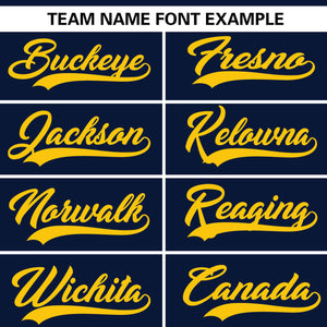 Custom Navy Gold Full Button Design Authentic Baseball Jersey