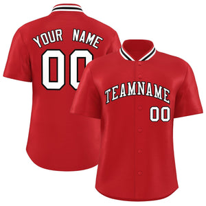 Custom Red Classic Style Authentic Stand Collar Baseball Jersey