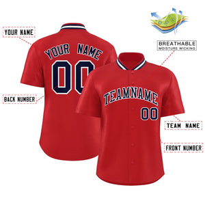 Custom Red Classic Style Authentic Stand Collar Baseball Jersey