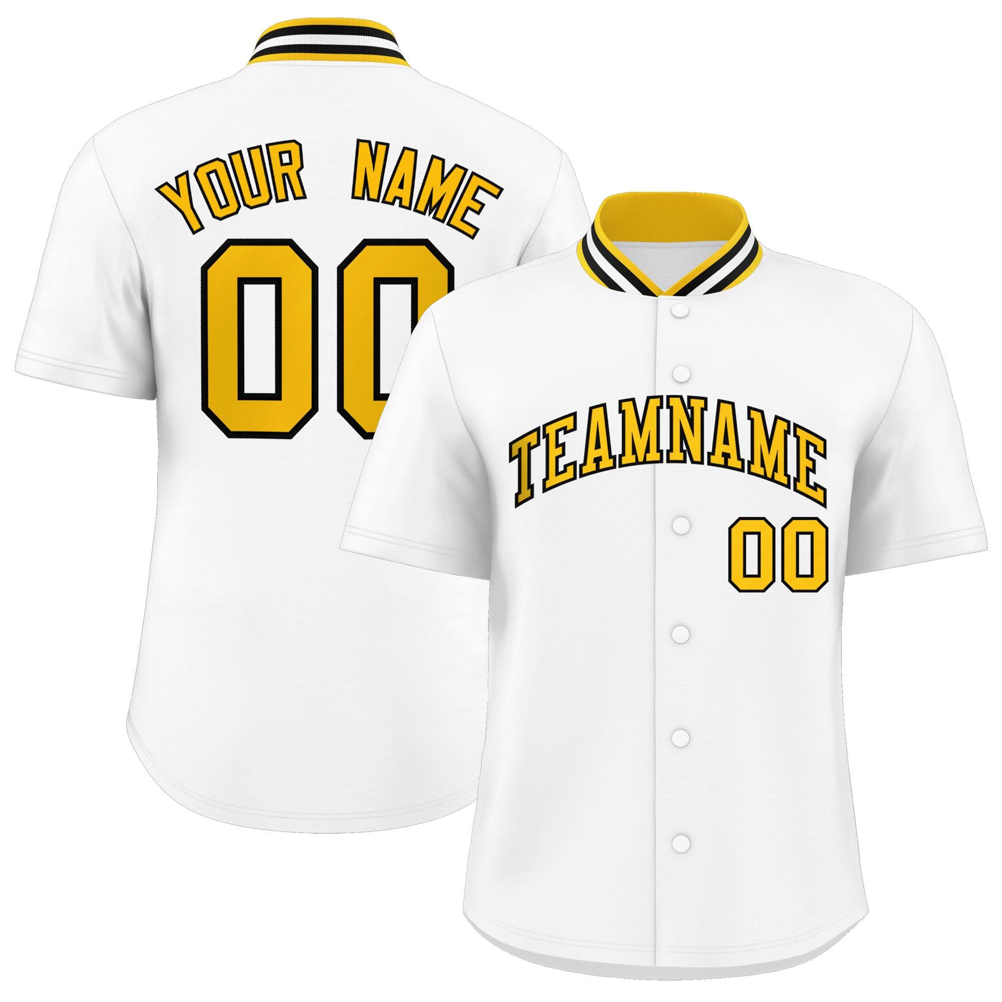 Custom White Classic Style Authentic Stand Collar Baseball Jersey