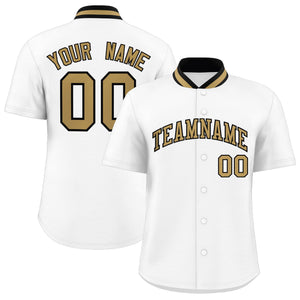 Custom White Classic Style Authentic Stand Collar Baseball Jersey