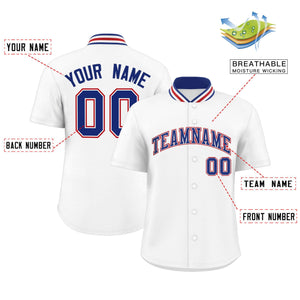 Custom White Classic Style Authentic Stand Collar Baseball Jersey