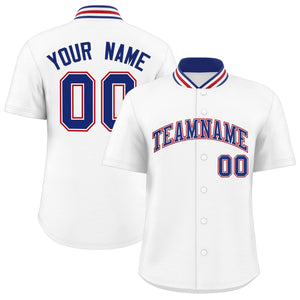 Custom White Classic Style Authentic Stand Collar Baseball Jersey