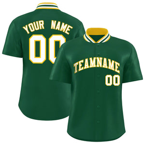 Custom Green Classic Style Authentic Stand Collar Baseball Jersey