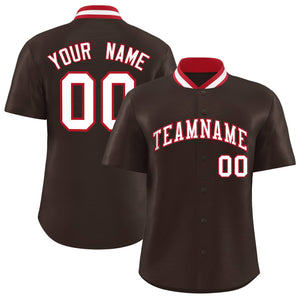 Custom Brown Classic Style Authentic Stand Collar Baseball Jersey