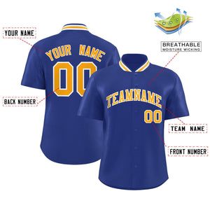 Custom Royal Classic Style Authentic Stand Collar Baseball Jersey