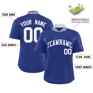 Custom Royal Classic Style Authentic Stand Collar Baseball Jersey