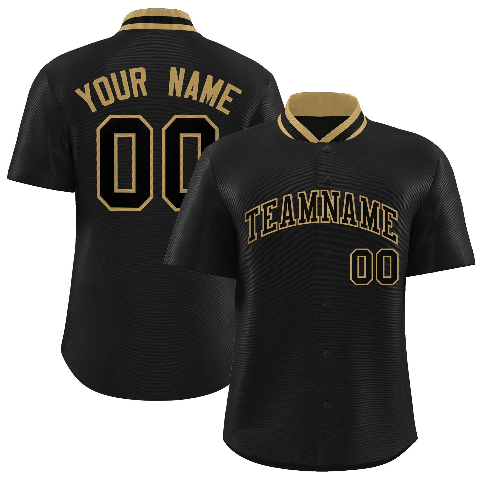 Custom Black Classic Style Authentic Stand Collar Baseball Jersey