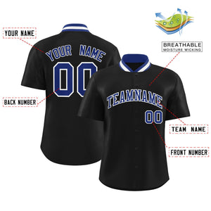 Custom Black Classic Style Authentic Stand Collar Baseball Jersey