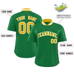 Custom Kelly Green Classic Style Authentic Stand Collar Baseball Jersey