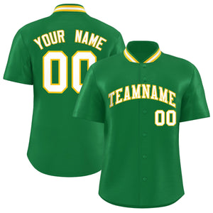 Custom Kelly Green Classic Style Authentic Stand Collar Baseball Jersey