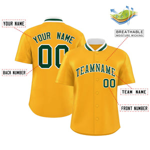 Custom Yellow Classic Style Authentic Stand Collar Baseball Jersey