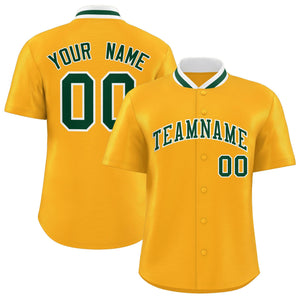 Custom Yellow Classic Style Authentic Stand Collar Baseball Jersey