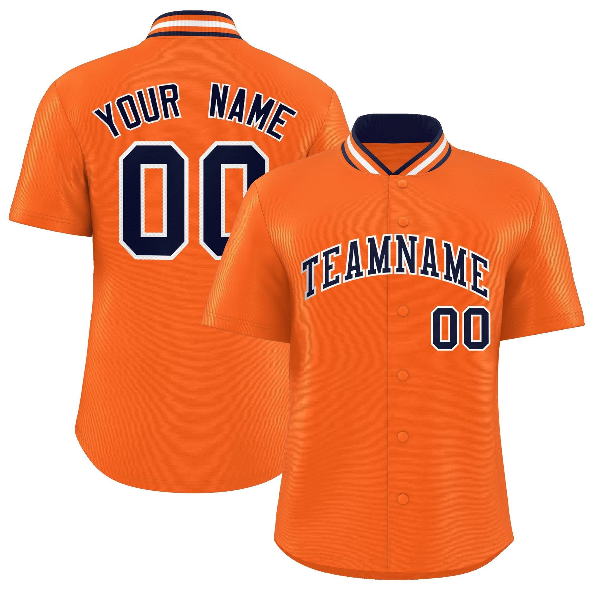 Custom Orange Classic Style Authentic Stand Collar Baseball Jersey