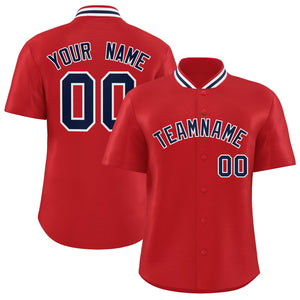 Custom Red Classic Style Authentic Stand Collar Baseball Jersey