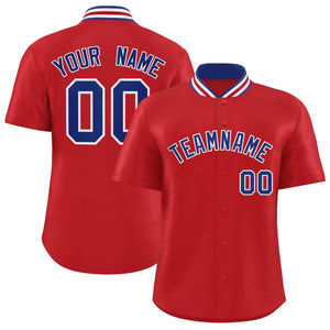 Custom Red Classic Style Authentic Stand Collar Baseball Jersey