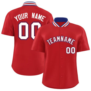 Custom Red Classic Style Authentic Stand Collar Baseball Jersey