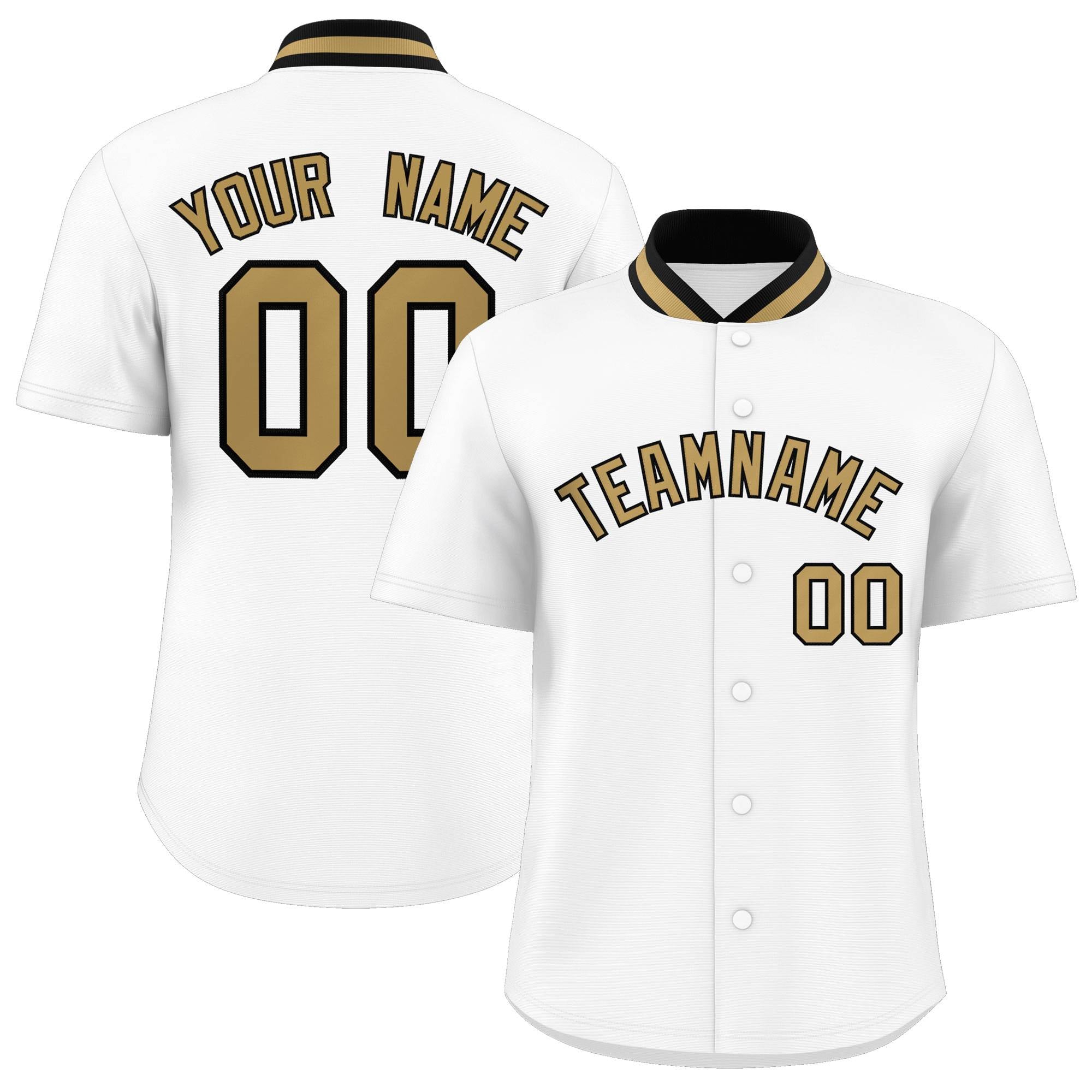 Custom White Classic Style Authentic Stand Collar Baseball Jersey