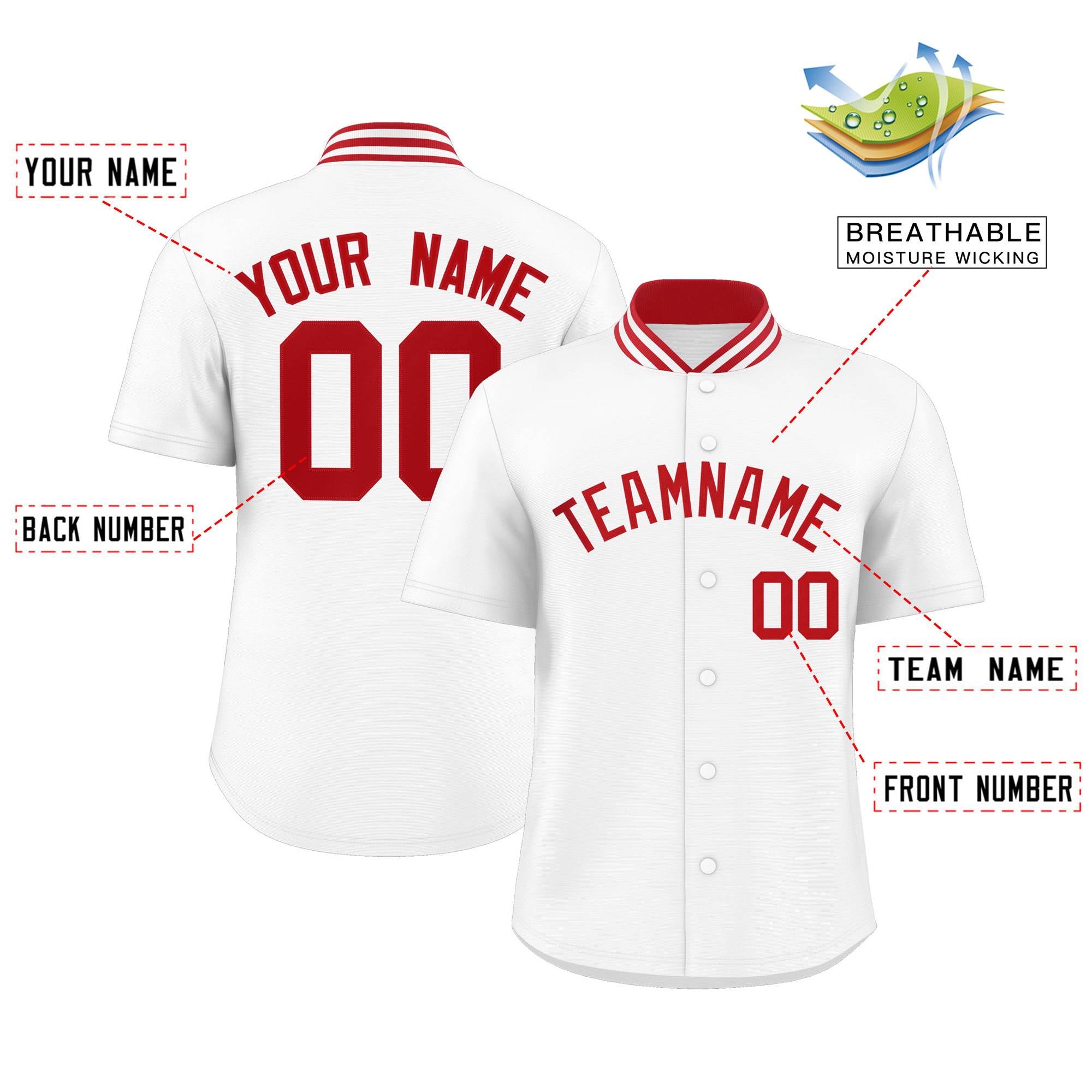 Custom White Classic Style Authentic Stand Collar Baseball Jersey