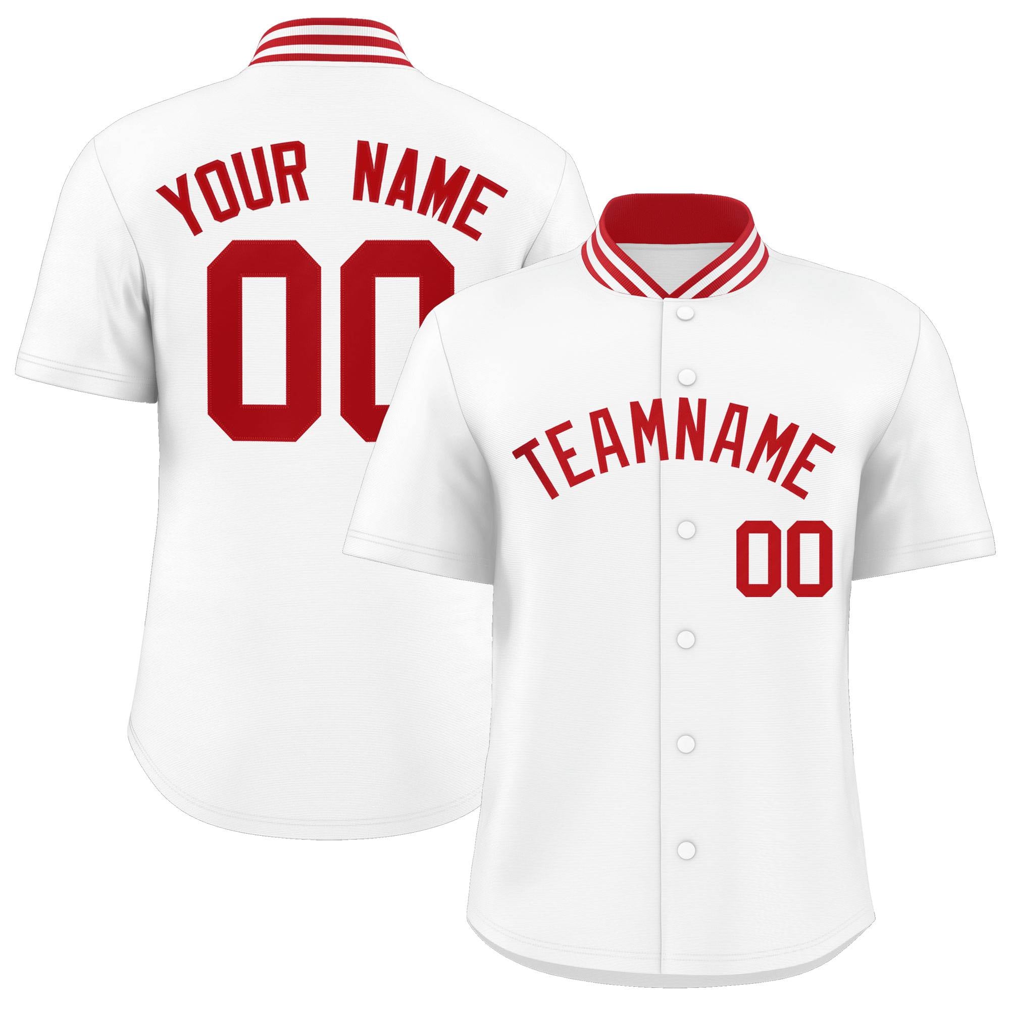 Custom White Classic Style Authentic Stand Collar Baseball Jersey